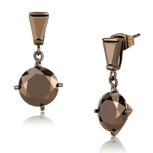 3W1133 - IP Coffee light Brass Earrings with AAA Grade CZ  in Light