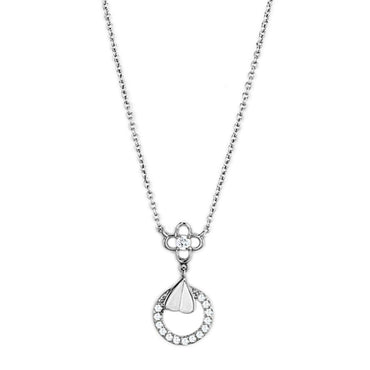 Rhodium Brass Necklace with AAA Grade CZ  in Clear