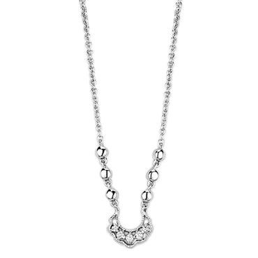 Rhodium Brass Necklace with AAA Grade CZ  in Clear