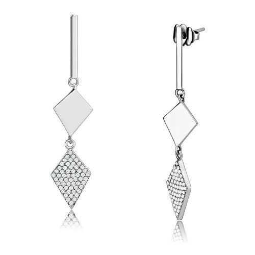 DA194 - High polished (no plating) Stainless Steel Earrings with AAA