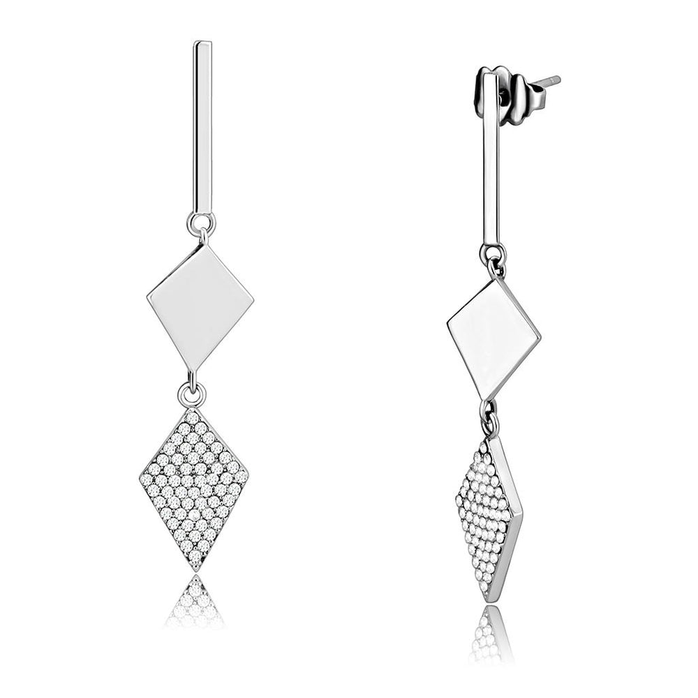 DA194 - High polished (no plating) Stainless Steel Earrings with AAA