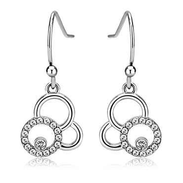 DA215 - High polished (no plating) Stainless Steel Earrings with AAA