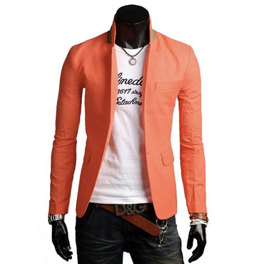 Mens Stand Collar Casual Blazer