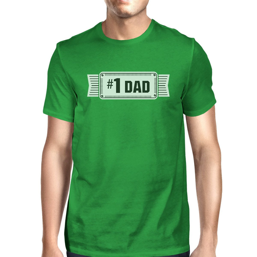 #1 Dad Mens Green Funny Fathers Day Graphic Shirt