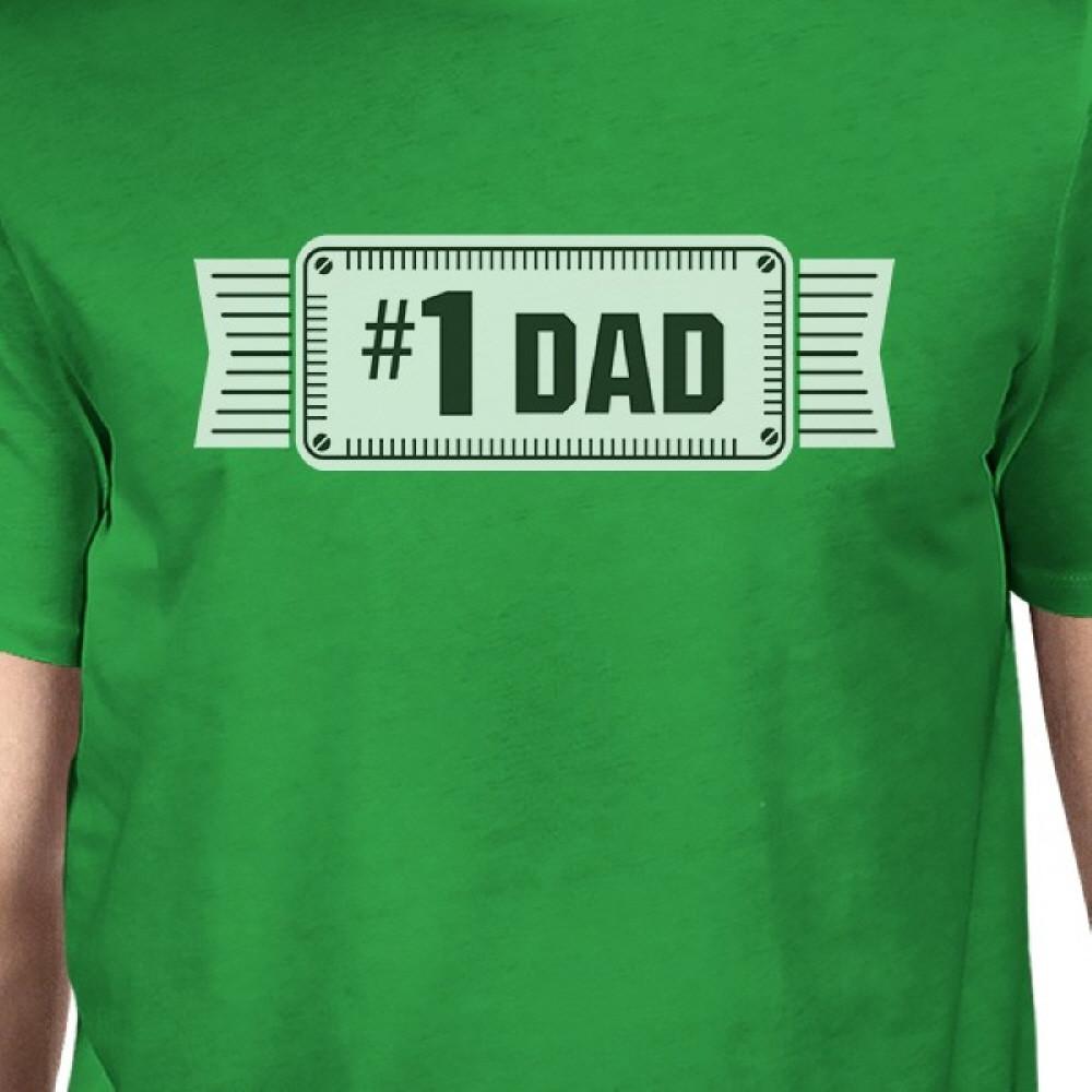 #1 Dad Mens Green Funny Fathers Day Graphic Shirt