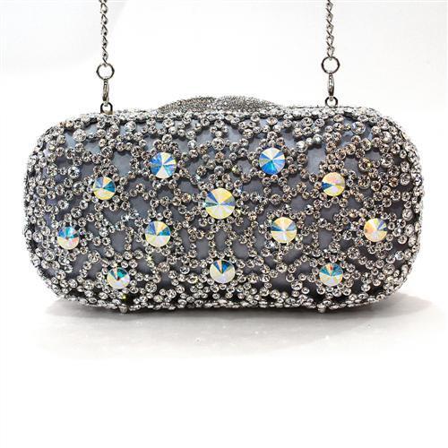 LO2364 - Imitation Rhodium White Metal Clutch with Top Grade Crystal