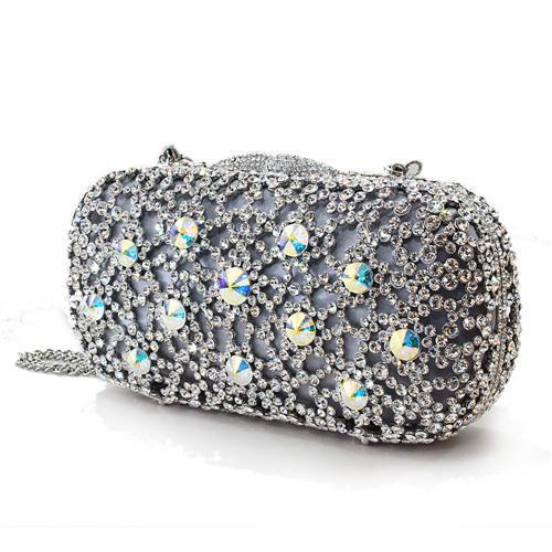 LO2364 - Imitation Rhodium White Metal Clutch with Top Grade Crystal