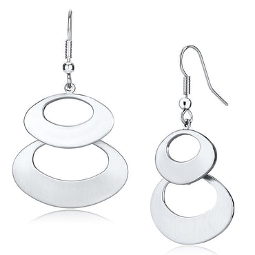 LO2736 - Matte Rhodium & Rhodium Iron Earrings with No Stone