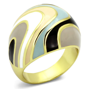 TK870 - IP Gold(Ion Plating) Stainless Steel Ring with Epoxy  in Multi