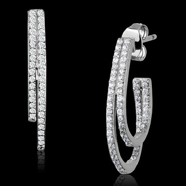 TS293 - Rhodium 925 Sterling Silver Earrings with AAA Grade CZ  in