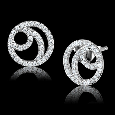 TS511 - Rhodium 925 Sterling Silver Earrings with AAA Grade CZ  in